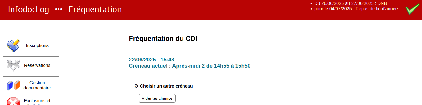 exemple de notes en haut d'écran