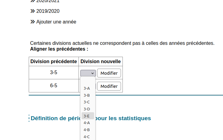 choix de correspondance entre ancienne et nouvelle division