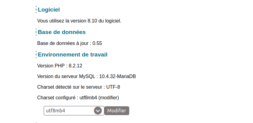 modification du charset