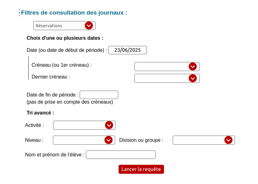 demande d'une journée précise