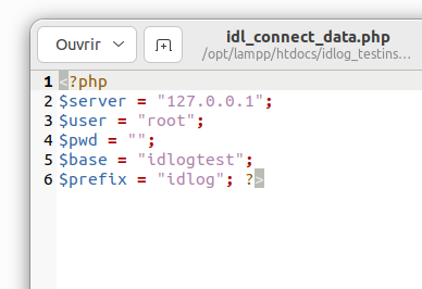 exemple de fichier idl_connect_data.php sur une installation basique