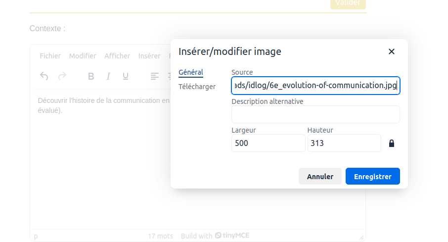 vérification de l'image sélectionnée