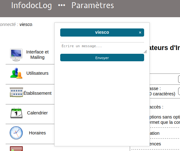 fenêtre pour le tchat